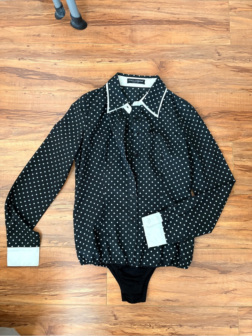 Dolce & Gabbana Black and White Polka Dot Button-Down Shirt